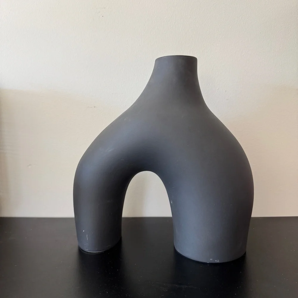 H&M Home large stoneware vase modern shelf decor cb2 irregular art arch rh